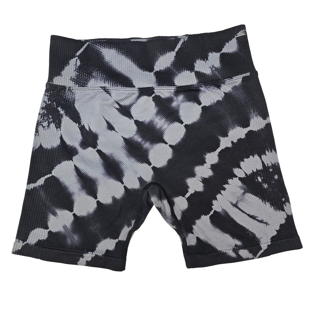 Victoria's Secret PINK Active Biker Shorts Black Gray Tie Dye Ribbed Seamless M